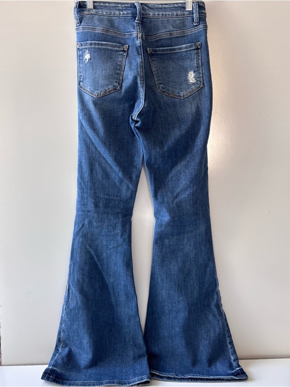 Flying Monkey High Rise Distressed Blue Flare Jeans - Picture 5 of 14